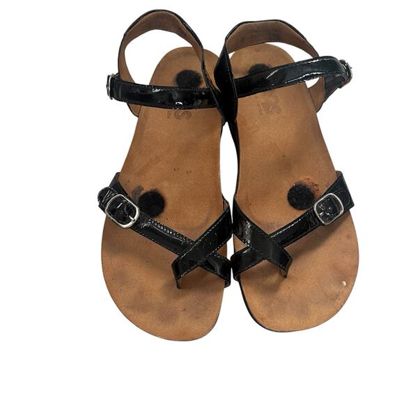 SAS Black Patent Leather Comfort Sandals Size 9 M, Made in USA, Tropical, Summer - Picture 1 of 9
